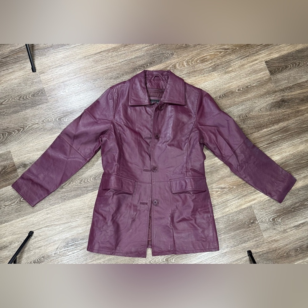 Centigrade Plum Leather Jacket Mobwife‎ Y2K Indie Sleaze Matrix sz:S